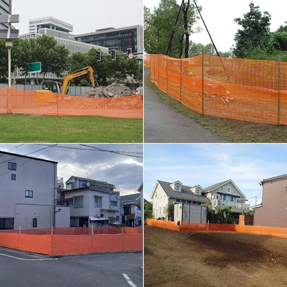 3x100 FT Orange Safety Fence, Plastic Mesh Roll for Temporary Barrier Use in Construction Sites, Snow Fencing Driveway Marking, Ski Trails, Crowd Control & Nighttime Emergency Warning