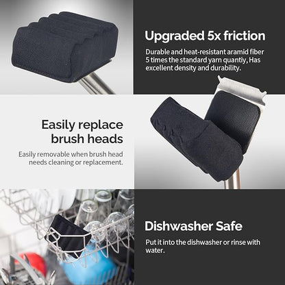 Grill Brush Bristle Free,Upgraded Aramid Fiber Wavy Pad Perfect for Cast Iron Grates/Porcelain/Weber Gas/Charcoal Grill,Replaceable Cleaning Head,Safe Grill Brush for Outdoor Grill