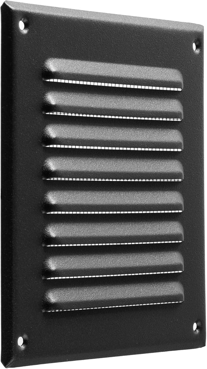 Vent Systems 5 x 5 Inch (Inner) - Pack of 10 - Black Metal Soffit Vent Cover - Durable Square Air Vent Grille with Mesh Screen - Weather Resistant Ventilation Grill - Wall & Ceiling Indoor & Outdoor
