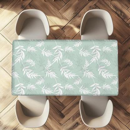 Rectangle Table Cloth Cover Waterproof Elastic Fitted Polyester Fitted Tablecloths for 4 Foot Tables for Indoor,Picnic, Camping, Outdoor （48" x 24"，Palm Leaf）