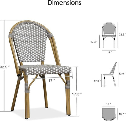 PURPLE LEAF 9 Pieces Outdoor Dining Set Patio Furniture Set with Aluminum Table and French Bistro Chairs for Garden Backyard Gray Patio Dining Set