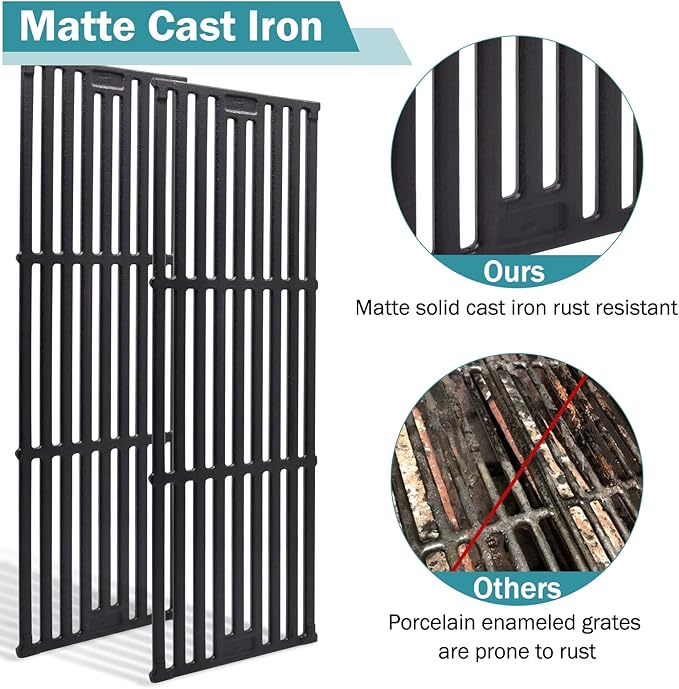 Criditpid Grill Replacement Parts for Char Griller 5050, 5650, 3001, 3030, 5072, 4000, King Griller 5252 Gas Grill, Cast Iron Grill Grates and Heat Plates Tent for Char-Griller Replacement Parts