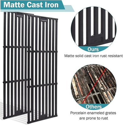 Criditpid Grill Replacement Parts for Char Griller 5050, 5650, 3001, 3030, 5072, 4000, King Griller 5252 Grill Models, Cast Iron Grill Grates and Heat Plates Tent for Char-Griller Replacement Parts