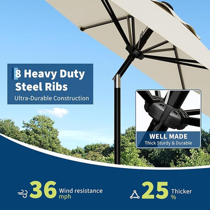 GarveeLife 9FT Patio Umbrella Outdoor, Market Umbrella, Table Umbrella - Image 4