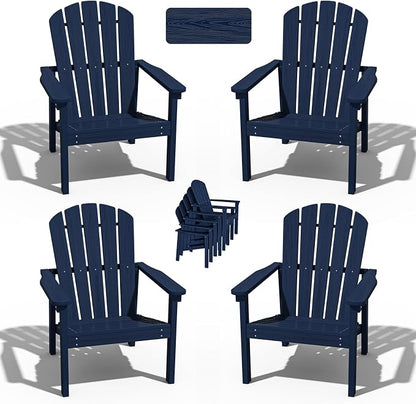Stackable Adirondack Chairs Set of 4, Compact HDPE, All-Weather by nevilywood