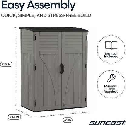 Suncast 54 Cu Ft Medium Vertical Storage Shed, Made in USA - Image 11