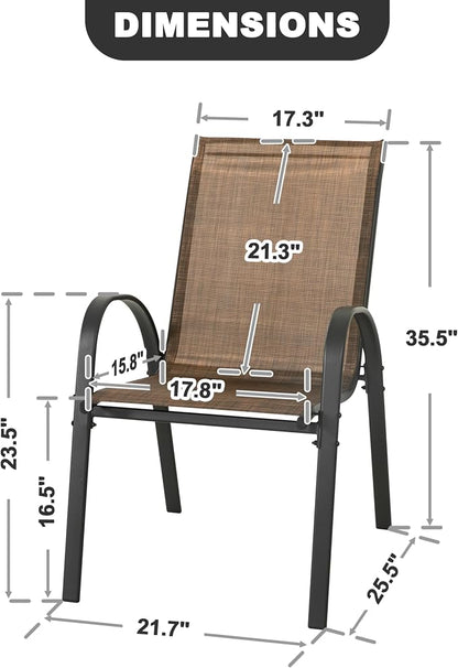 NUU GARDEN Patio Dining Chairs Set of 4, Outdoor Stackable Dining Chairs - Image 3