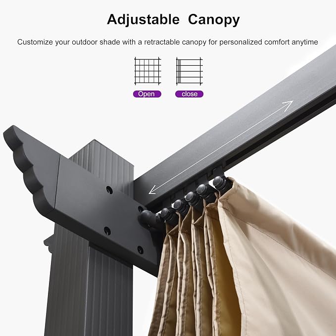 PURPLE LEAF Outdoor Aluminum Pergola 10'x10' - Image 4