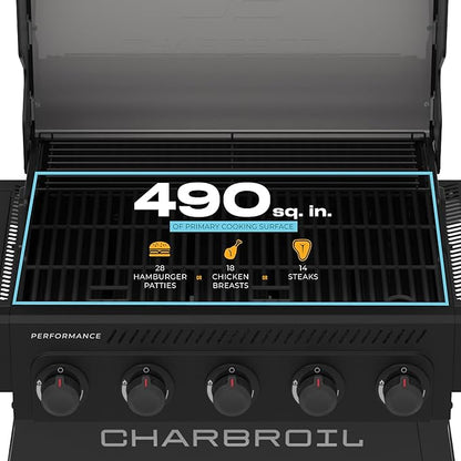 Charbroil® Performance Series™ 5-Burner Gas Grill Cart with Side Burner, Black - 463254125