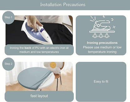 Round Fitted PU Tablecloth with High Elastic Edge 24 Inch Dia Waterproof Oil Proof Table Cloth Anti-Scald Stain-Resistant Wipeable Table Cover for Indoor Outdoor Picnic (Blue,24" Dia)