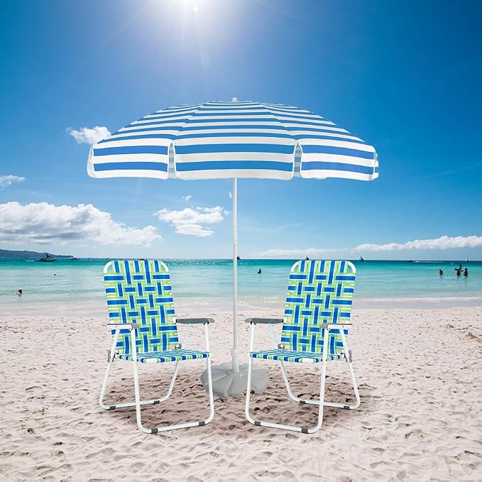 VINGLI Patio Lawn Webbed Folding Chairs Set of 4, Outdoor Beach Chair Portable - Image 2
