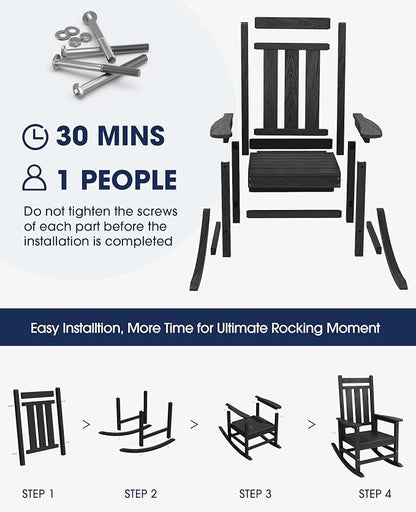 Oversized Outdoor Rocking Chair, HDPE Patio Rockers - Image 8