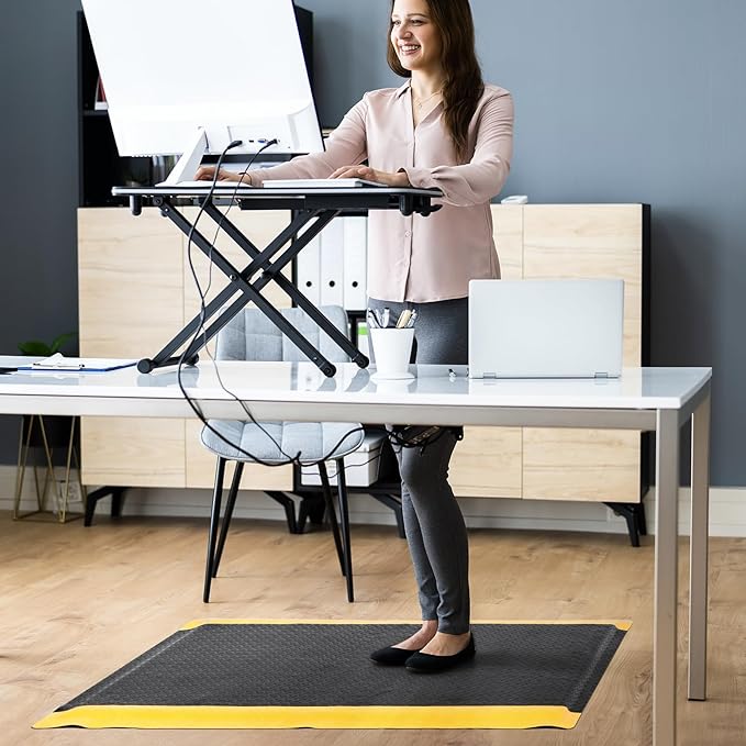 2 x 6 FT Anti Fatigue Mats Industrial 15/16 Inch Thick Soft Sponge Ergonomic Mat Durable Heavy Duty Diamond Plate for Standing Non Slip Industrial Grade Floor Mat for Leg & Back Pain