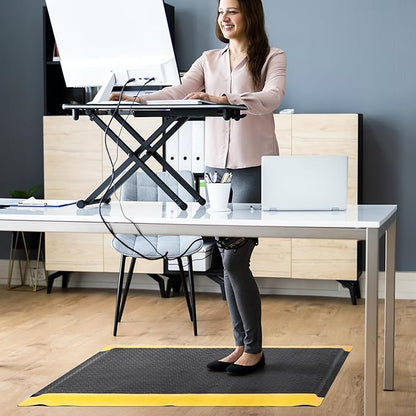 2 x 5 FT Anti Fatigue Mats Industrial 15/16 Inch Thick Soft Sponge Ergonomic Mat Durable Heavy Duty Diamond Plate for Standing Non Slip Industrial Grade Floor Mat for Leg & Back Pain