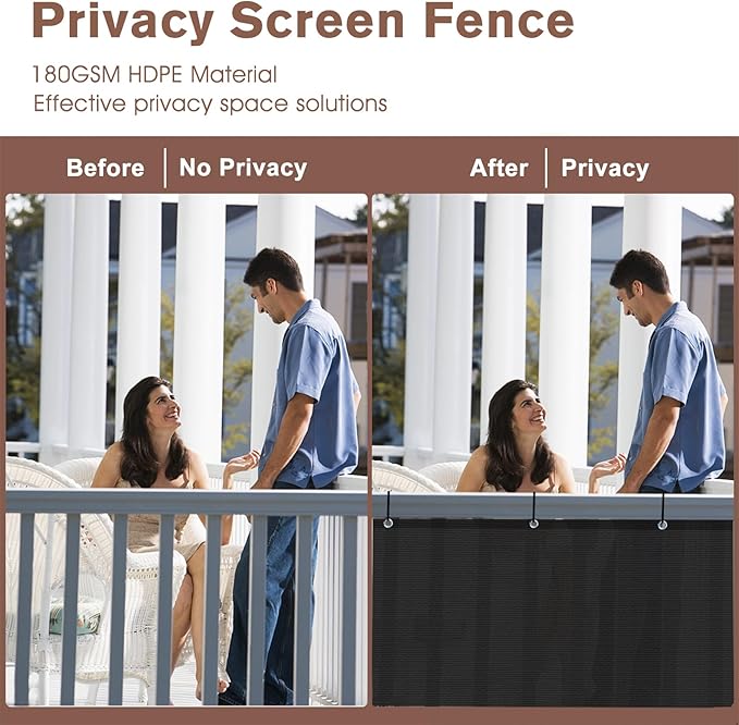 Sunny Guard Customized 2'6''x9' Black Balcony Privacy Screen,90% Shade Apartments Fence Cover,Heavy Duty Mesh Windscreen for Deck,Outdoor,Backyard,Patio