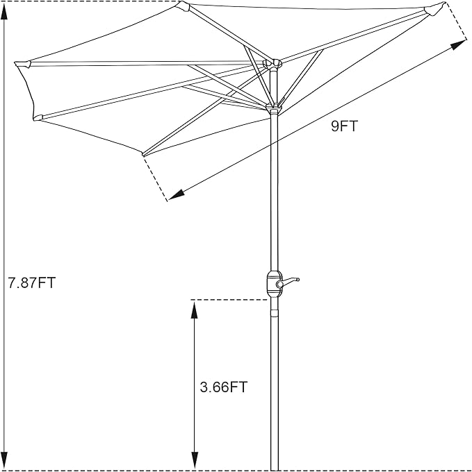 Half Patio Umbrella - 9ft Outdoor Patio Canopy - Condo - Image 2