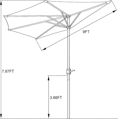 Half Patio Umbrella - 9ft Outdoor Patio Canopy - Condo - Image 2