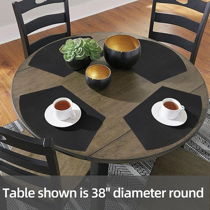 SHACOS Wedge Placemats Set of 8 Woven Vinyl Placemats for Small Round Table Place Mats Wipe Clean Non Slip Table Mats, Black
