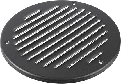 Round Ventilation Grille / 6'' Inch Inside Measurement/Black Metal Air Vent Louver - Inside/Outside use - / 7.25" Inch Outer Measurement