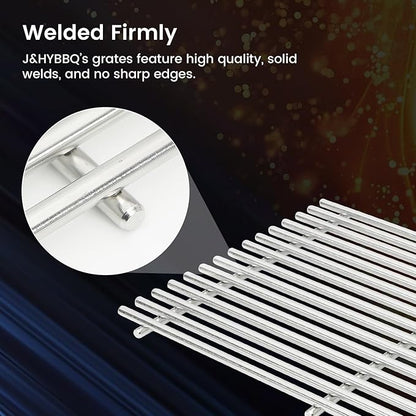 J&YNBBQ 17.4" 9mm Stainless Steel Grill Grates Replacement for Weber Spirit 300 & GS4 Spirit II 300 Series –, Fits E310, E320, E330, S310, S320, S330, Replaces Weber 7639, 7638, 7527 (2 Pack)