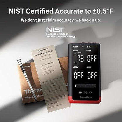 ThermoMaven Smart Bluetooth Wireless Meat Thermometer: Standalone Base, WiFi Unlimited Range, 6 Sensors with NIST Certified Accuracy, 4 Probes for Kitchen, BBQ, Grill, Oven, Smoker, Rotisserie