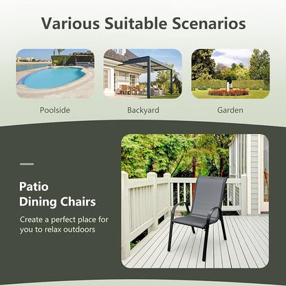 GIANTEX Patio Chairs Set of 4, Stackable Outdoor Dining Chairs - Image 8