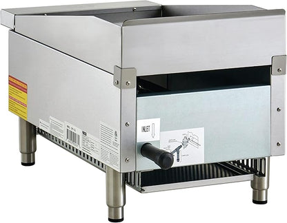 Kratos 15" Wide Commercial Countertop Griddle, Gas Hot Plate for Restaurants, Manual Control, 1 Burner, Compact Space Saving Gas Girddle, Powerful 30,000 BTU Output (29Y-176)