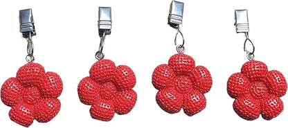 TwoFish Home Set of 4 Red Flower Resin Tablecloth Weights Clips Red Flower Handicraft Tablecloth Clips Pack of 4