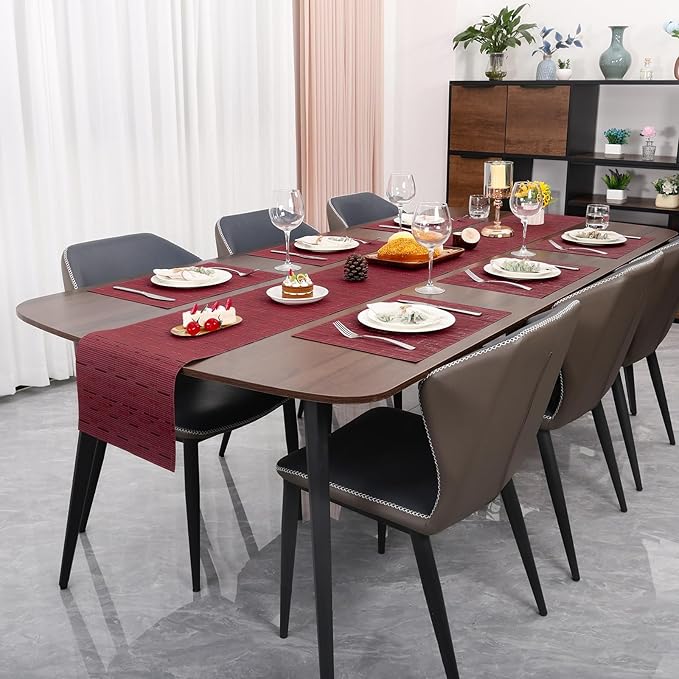 Myir JUN Table Runner, Vinyl Table Runner Indoor 55 Inch Long Arbitrarily Cropped Runner for Table Heatproof for Home Party (Red, 15 x 55 inch)