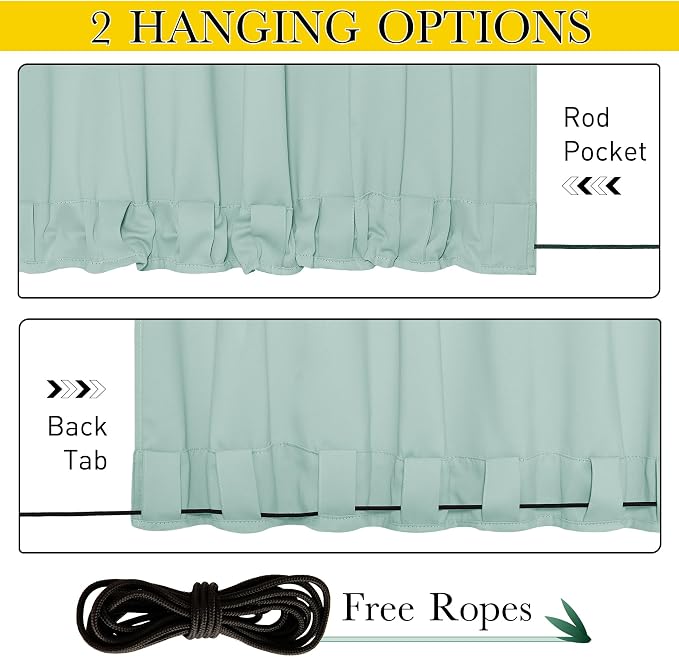 NICETOWN 2 Panels Outdoor Curtains Waterproof Extra Long W52xL108 Aqua Blue | - Image 2
