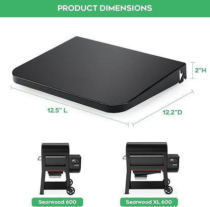 Folding Side Barbecue Shelf Compatible with Weber Searwood 600/600XL Pellet Grills, Folding Side Table, Ideal for Food Prep and Storage