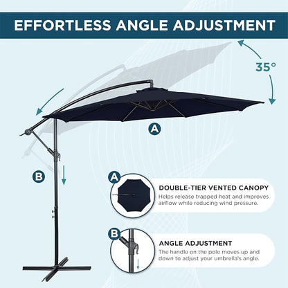 10FT Outdoor Offset Umbrella, Cantilever Patio Umbrella - Image 3