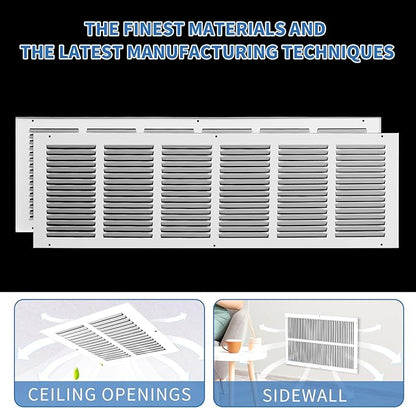 30 x 8 Return Air Grille (Duct Opening Size), Air Return Vent Cover, AC Vent Cover, Cold Air Return Vent Cover, Flat Return Air Grilles, Outer Dimensions:31.75"W x 9.75"H (30"W x 8"H, Duct Opening)