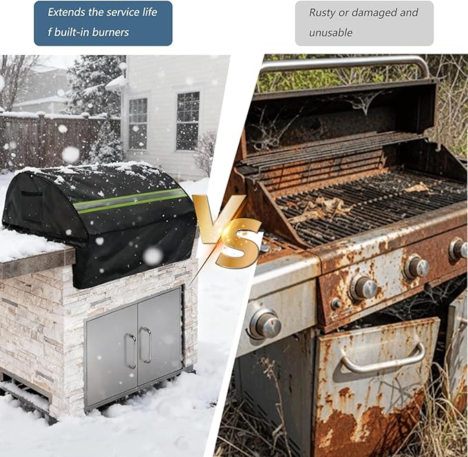 Built in Grill Cover for Viking Series 5 Burner 54 inch - Heavy Duty 600D Waterproof with Reflective Strips and Plush Lining,Protects The Built in Grill While Enhancing its Visual Appeal,Black