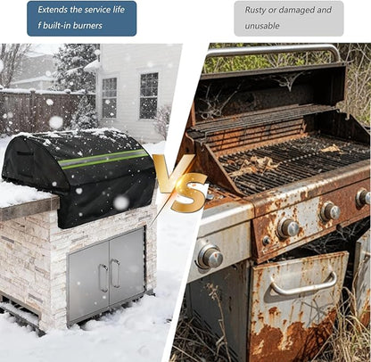 Built in Grill Cover for Wolf 36 inch - Heavy Duty 600D Waterproof with Reflective Strips and Plush Lining,Protects The Built in Grill While Enhancing its Visual Appeal,28''L x 36''W x 26.5''H,Black