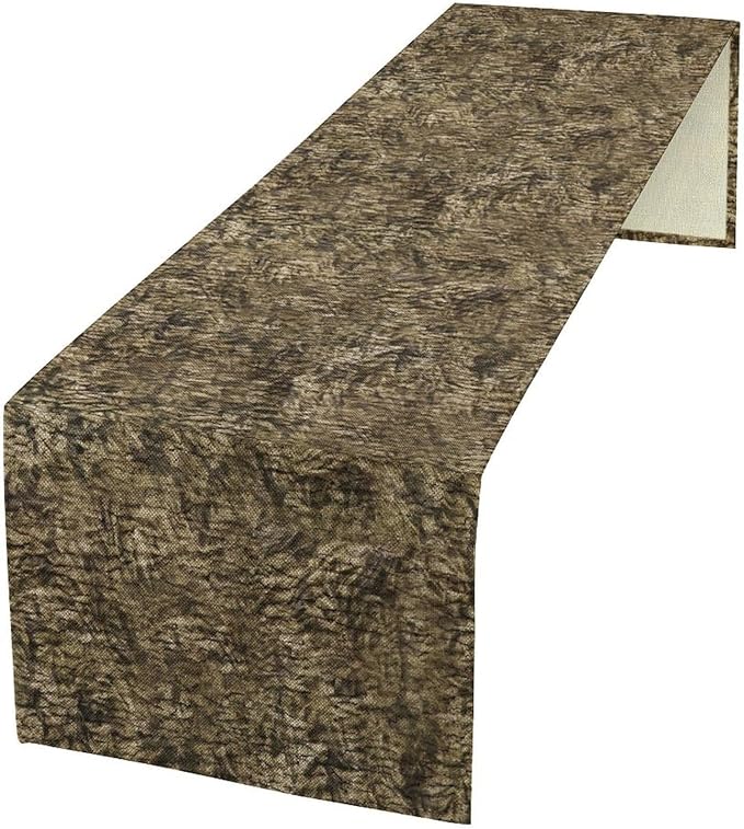 Forest Tree Bark Table Runner, Retro Camo Rustic Country Old Trunk Wood Table Runner for Home Kitchen Outdoor Party 13x120in