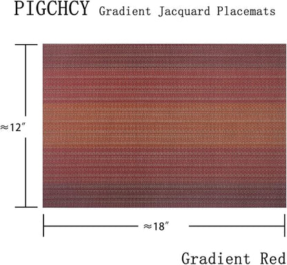 PIGCHCY Placemats Set of 12 Washable Durable Place Mats Vinyl Heat Resistant Non-Slip Table Mats Indoor Outdoor (Scarlet Red)