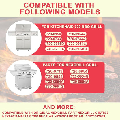 18 13/16" Grill Grates for KitchenAid 720-0954 Grill Parts, Kitchenaid 720-0733A, 720-0954A, 720-0733D, 720-0954L, 730-0733, 740-0733A, 730-0733A Grill Grates Parts, Nexgrill Parts 720-0733, Cast Iron