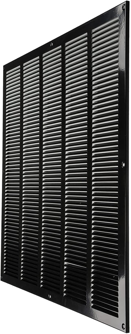 Repa Market Air Vent Cover 20x20 Inch (Outer Dimensions) Black Galvanized Steel Louvered Grill Cover with Mesh Screen/Wall or Ceiling Vent/HVAC Register for Indoor and Outdoor Ventilation