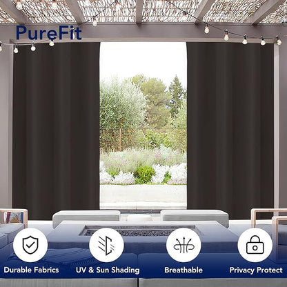 PureFit Outdoor Curtains for Patio Waterproof Weatherproof Outside Curtains | - Image 3