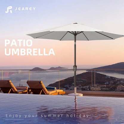 JEAREY 9FT Outdoor Patio Umbrella, Market Umbrella, Creamy-white | Outdoor - Image 7