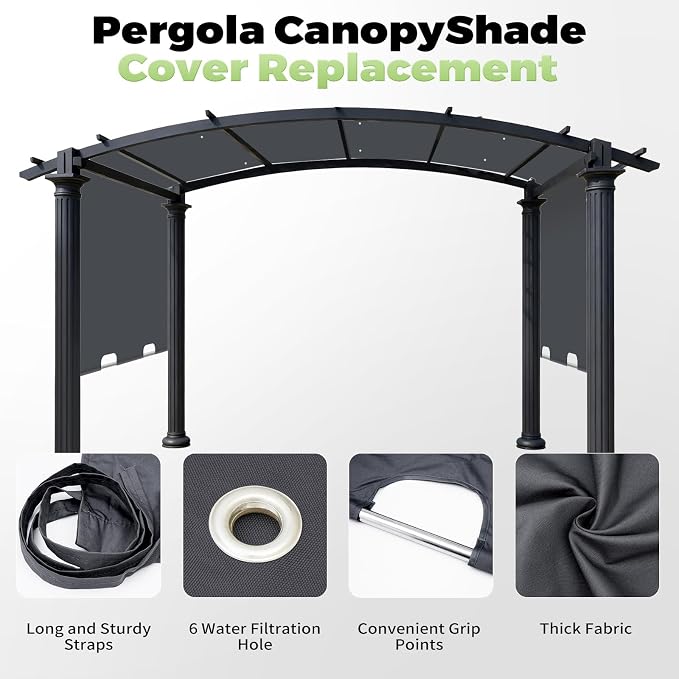 85x208 in Pergola Shade Cover for Steel Pergola L-PG080PST | Grey, Cover Only - Image 6