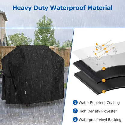 SunPatio 58 Inch Outdoor Grill Cover, Compatible for Weber Genesis II, Genesis 300 and II LX 300 Series Gas Grills, Heavy Duty Waterproof Barbecue Cover, Compared to Weber 7130, 58"W x 25"D x 44.5"H