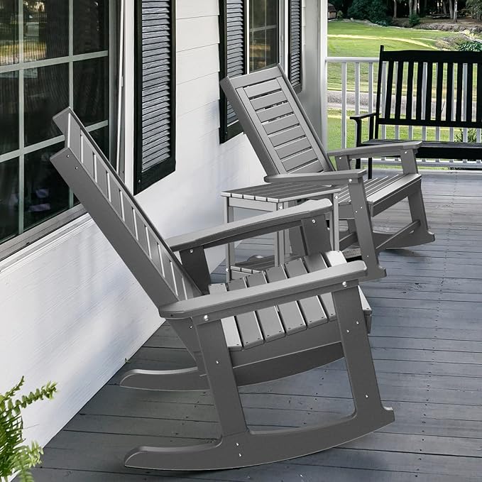GREENVINES Oversized Outdoor Rocking Chairs Set of 2, HDPE Rocker - Image 6