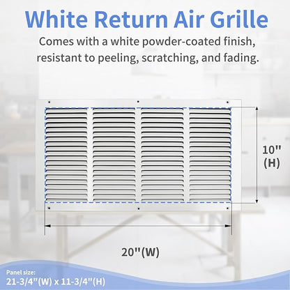 20"W x 10"H [Duct Opening Size] Steel Return Air Grille, Air Return Vent Cover for Ceiling and Sidewall - HVAC Air Vent Covers - [Outer Dimensions: 21.75"W x 11.75"H]