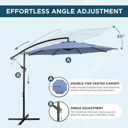 10FT Outdoor Offset Umbrella, Cantilever Patio Umbrella - Image 3