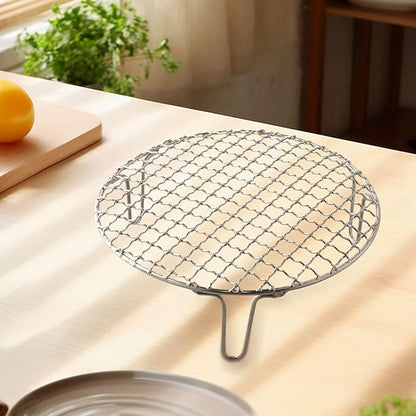 Stainless Steel BBQ Grill Grid with Legs, Round Grid Cooking Net, Even Heating for Outdoor Camping and Home Barbecue(20cm)