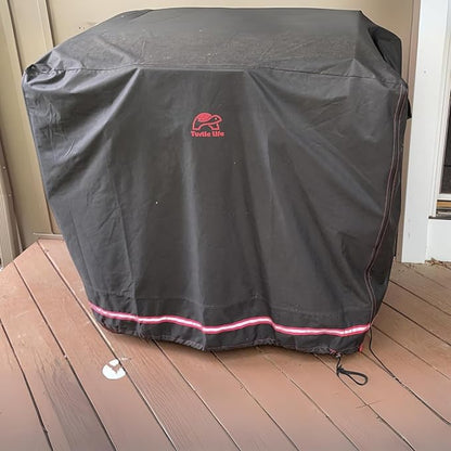 Turtle Life BBQ Grill Cover, 46 Inch Heavy Duty Waterproof Barbecue Gas Grill Covers for Flat Top Griddle, Anti-Fading Cover for Gas Grill, Black