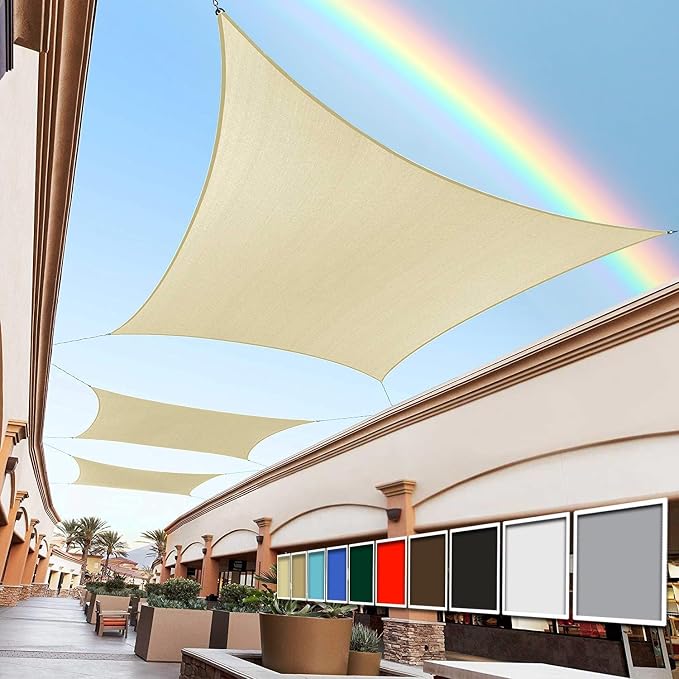 Royal Shade 7' x 16' Custom Size Beige Rectangle Sunshade Sail by RoyalShade