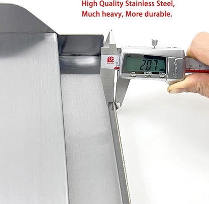 Direct Store Parts DS125 Stainless Steel BBQ Cooking Griddle, Universal Flat Top Griddle with 2 Handles for Most Gas Grills, W12.5"×D16"×H2.75", Heavy Duty Stainless Steel Griddle 1PC, Small Size